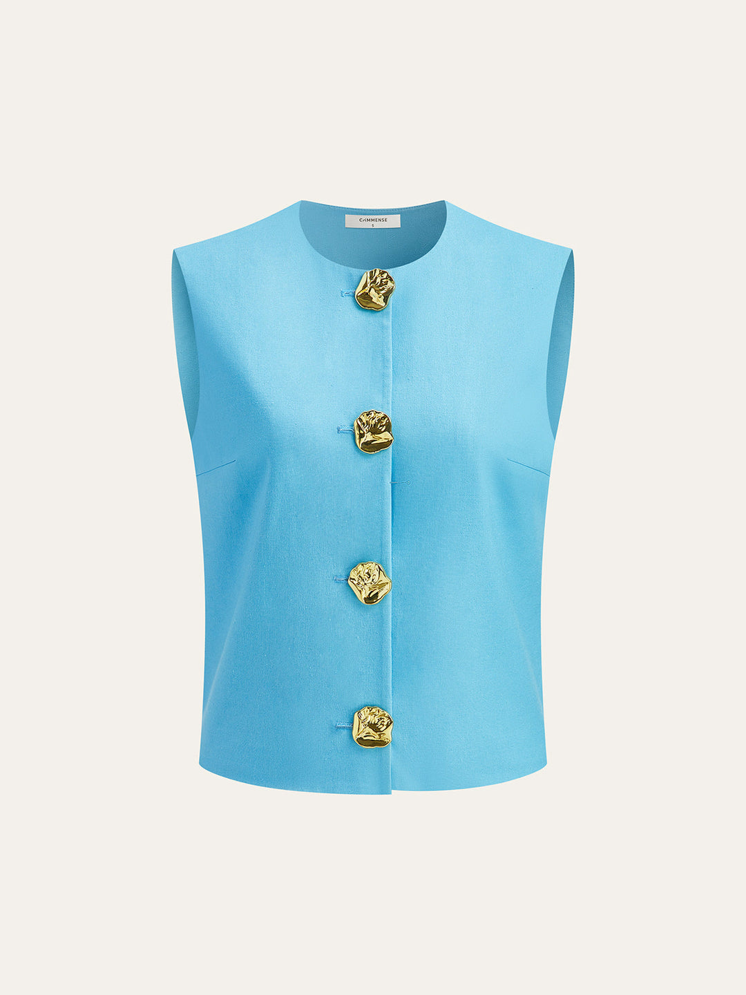 Pamuk & Keten Düğme Detaylı Yelek