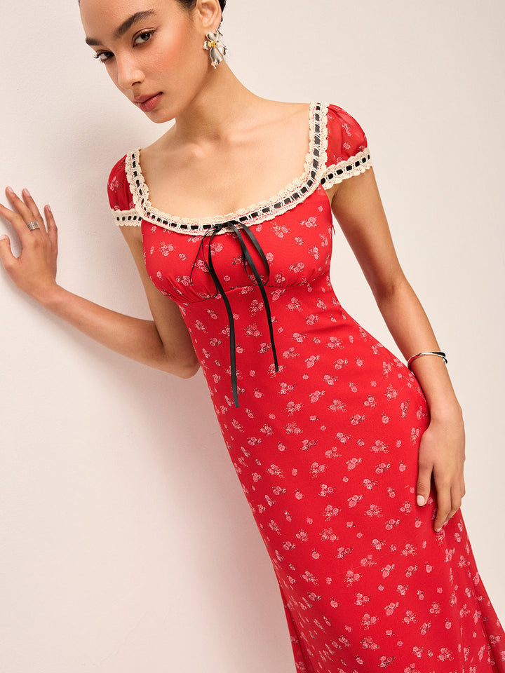 Bağcıklı Çiçekli Elbise