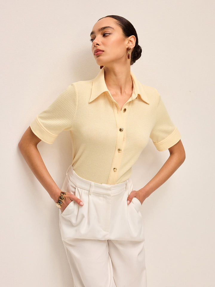 Kısa Kollu Örme Polo Gömlek