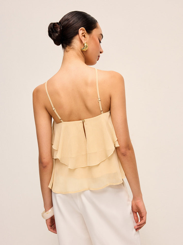 Çiçekli Volanlı Askılı Üst