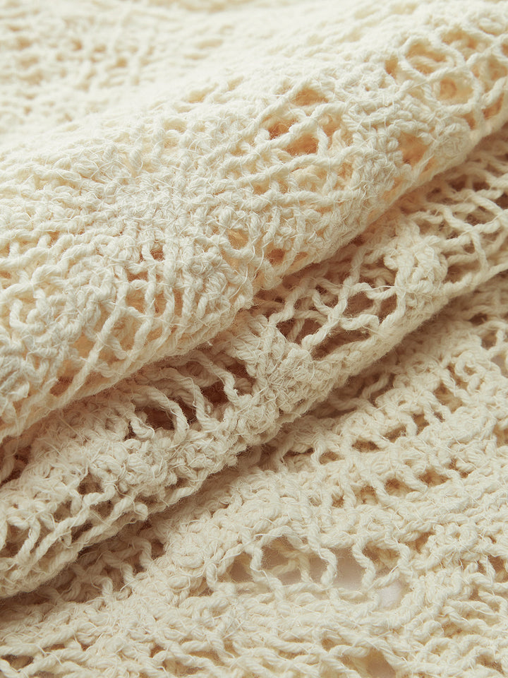 Yarı Şeffaf Tığ İşi Dantel Üst