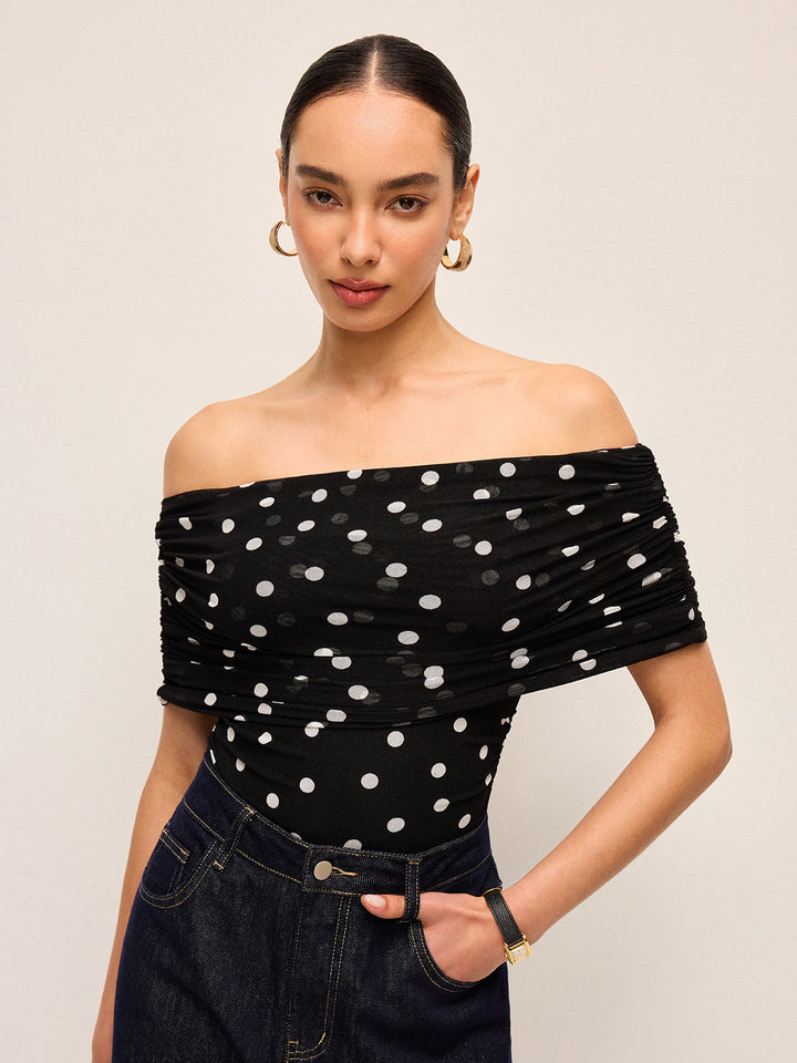 Polka Dot Omuz Açık Body
