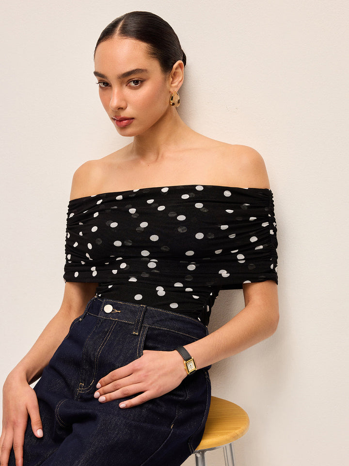 Polka Dot Omuz Açık Body