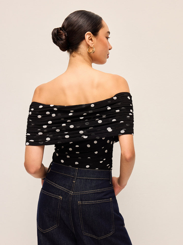 Polka Dot Omuz Açık Body