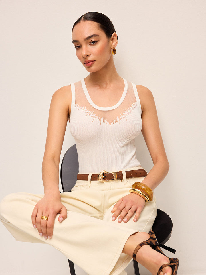 Şeffaf File Detaylı Örgü Üst