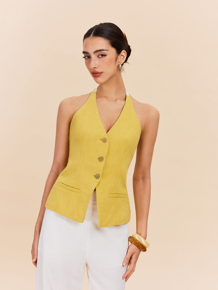 Pamuklu Ve Keten Askılı Üst Dekor Cepli