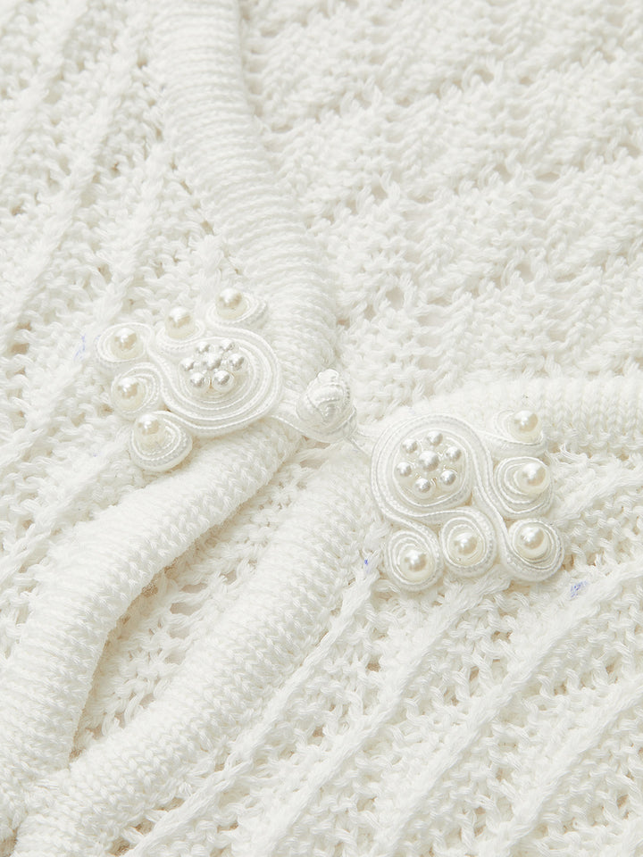 Kesik Detaylı Şeffaf Örgü Kazak Elbise