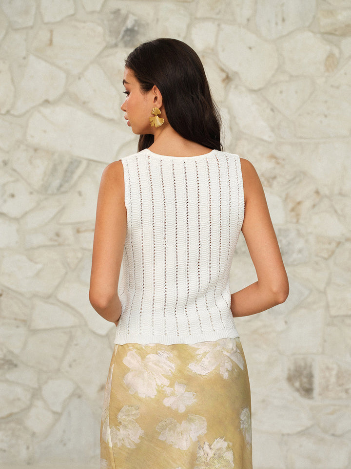 Çiçek Süslemeli Kolsuz Kazak Yelek