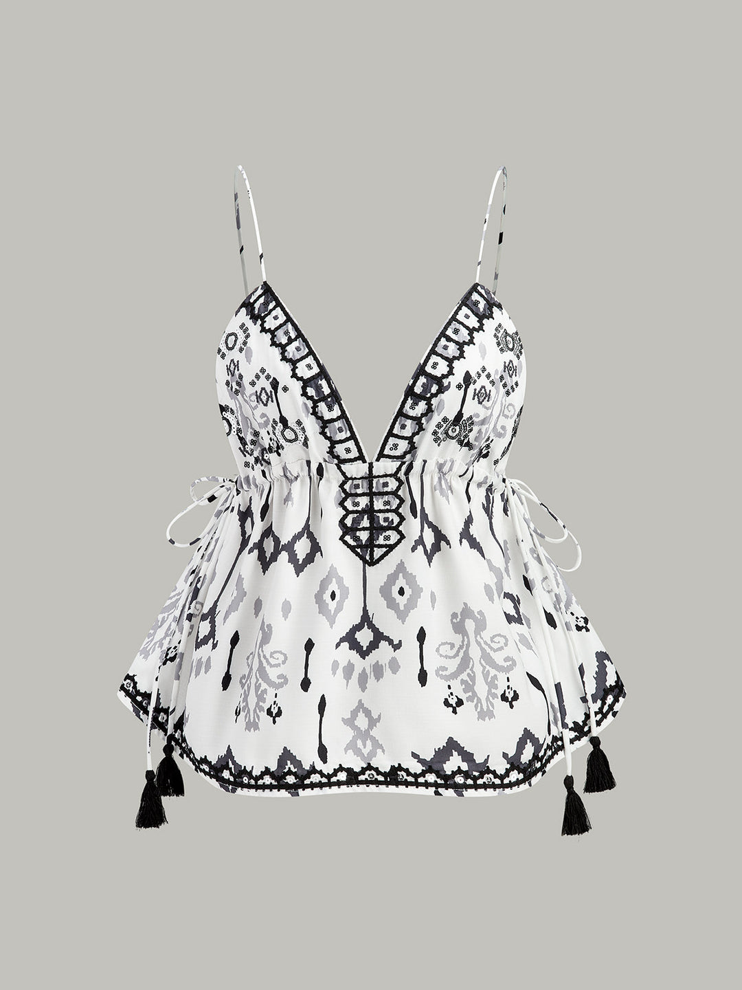 İşlemeli Boho Püsküllü Bağcıklı Atlet Üst