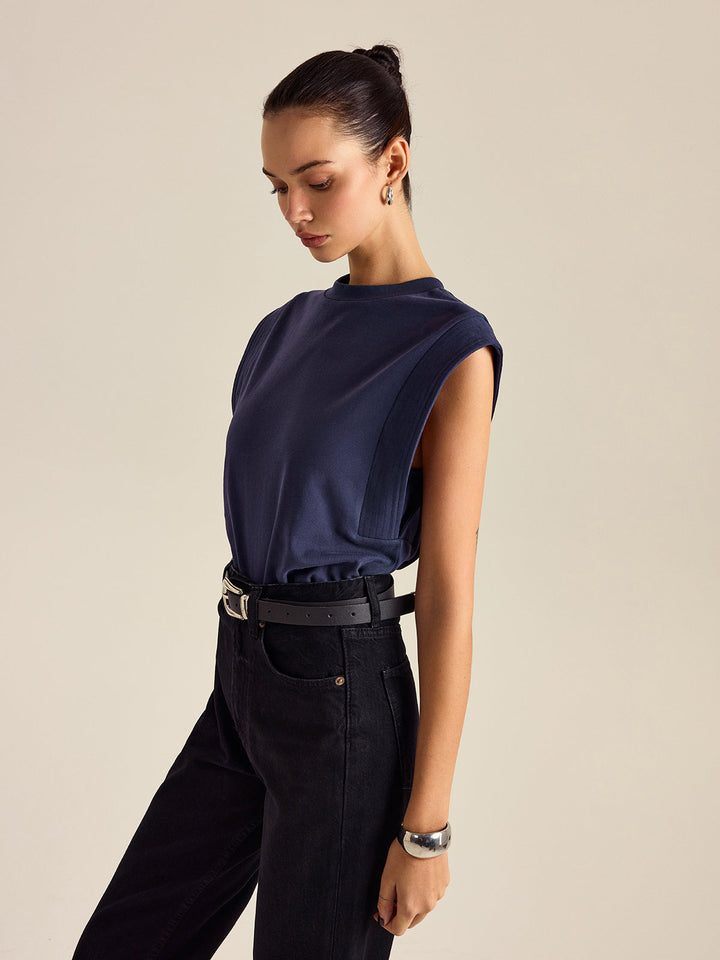 Düz Pileli Kolsuz Üst