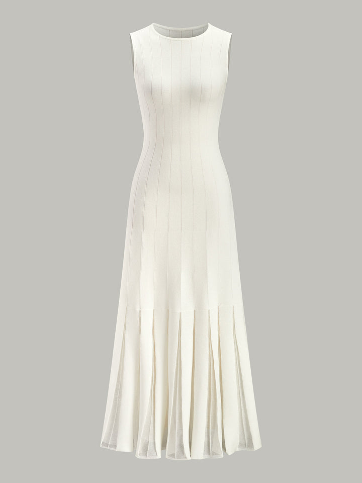 Kemersiz Yarı Şeffaf File Kloş Elbise