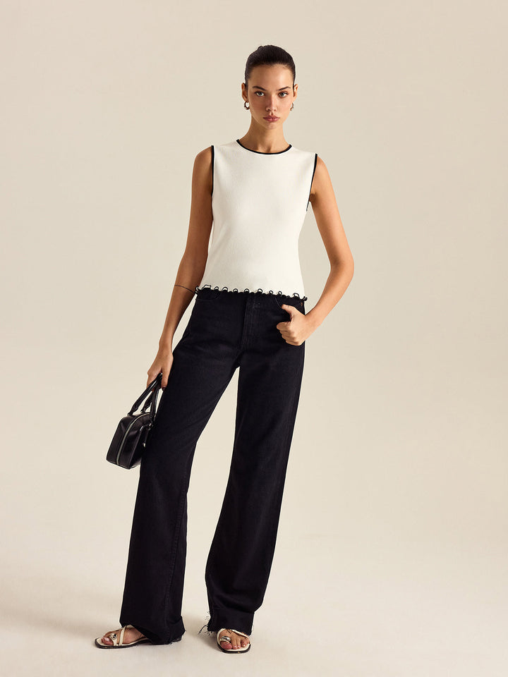 Kontrastlı Kesimli Tank Top