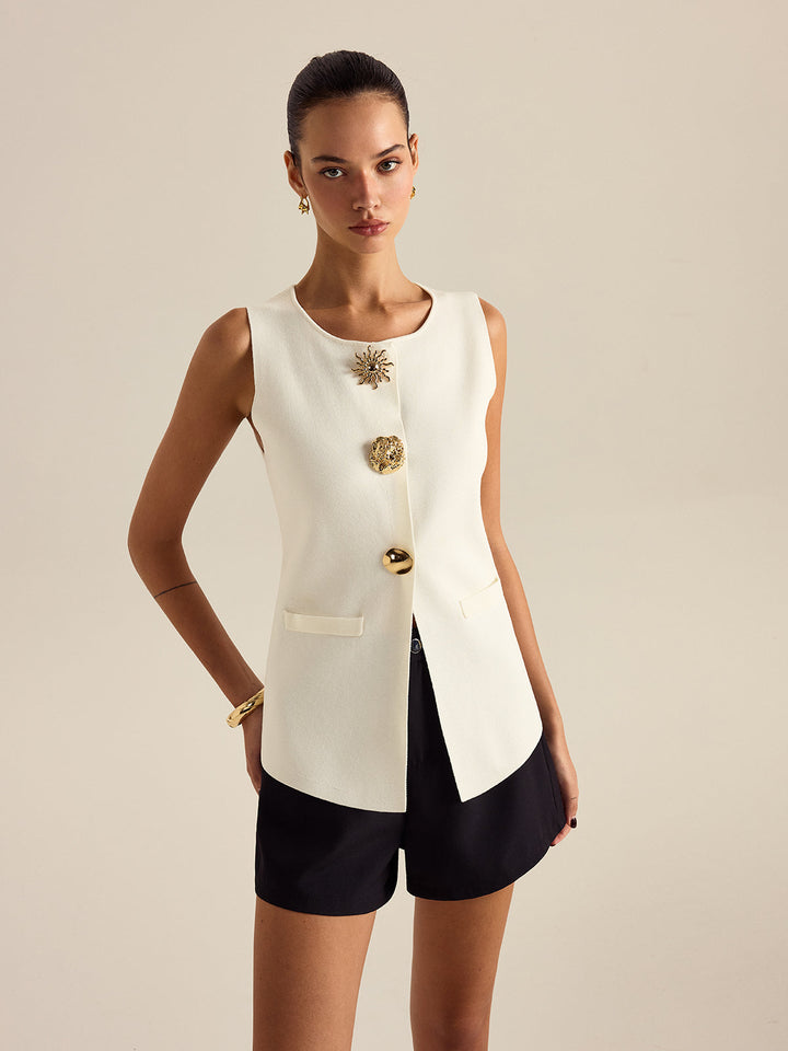 Metal Dekor Kolsuz Yelek