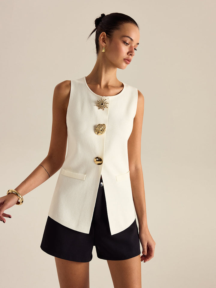 Metal Dekor Kolsuz Yelek