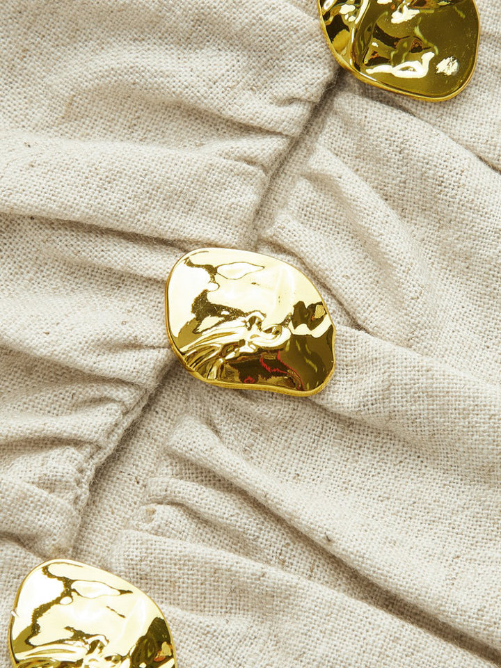 Pamuk Ve Keten Kimono Kol Düğmeli Üst