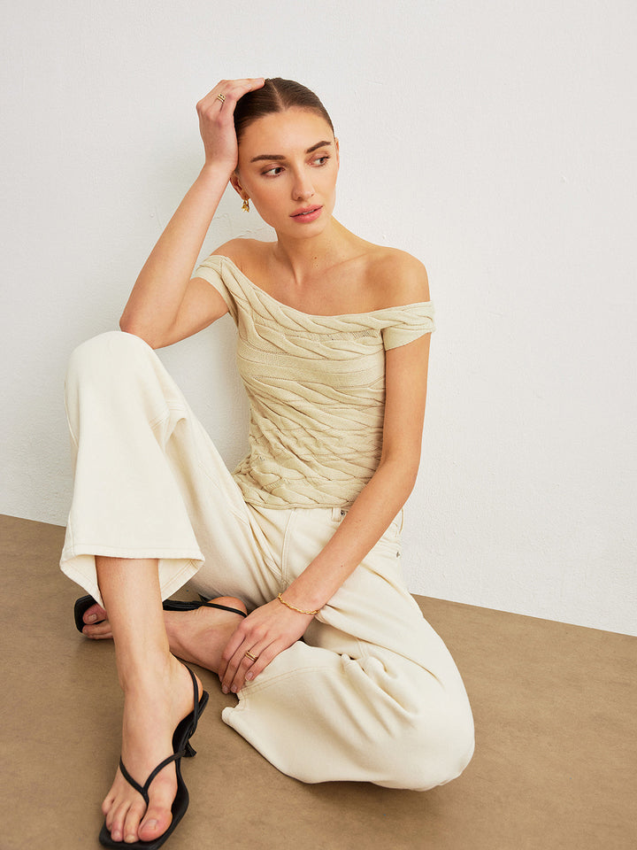 Omuz Açık Kablo Örgü Üst