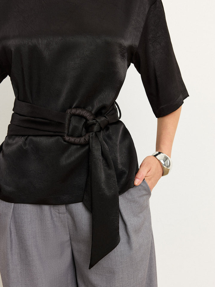 Kemerli Saten Tişört