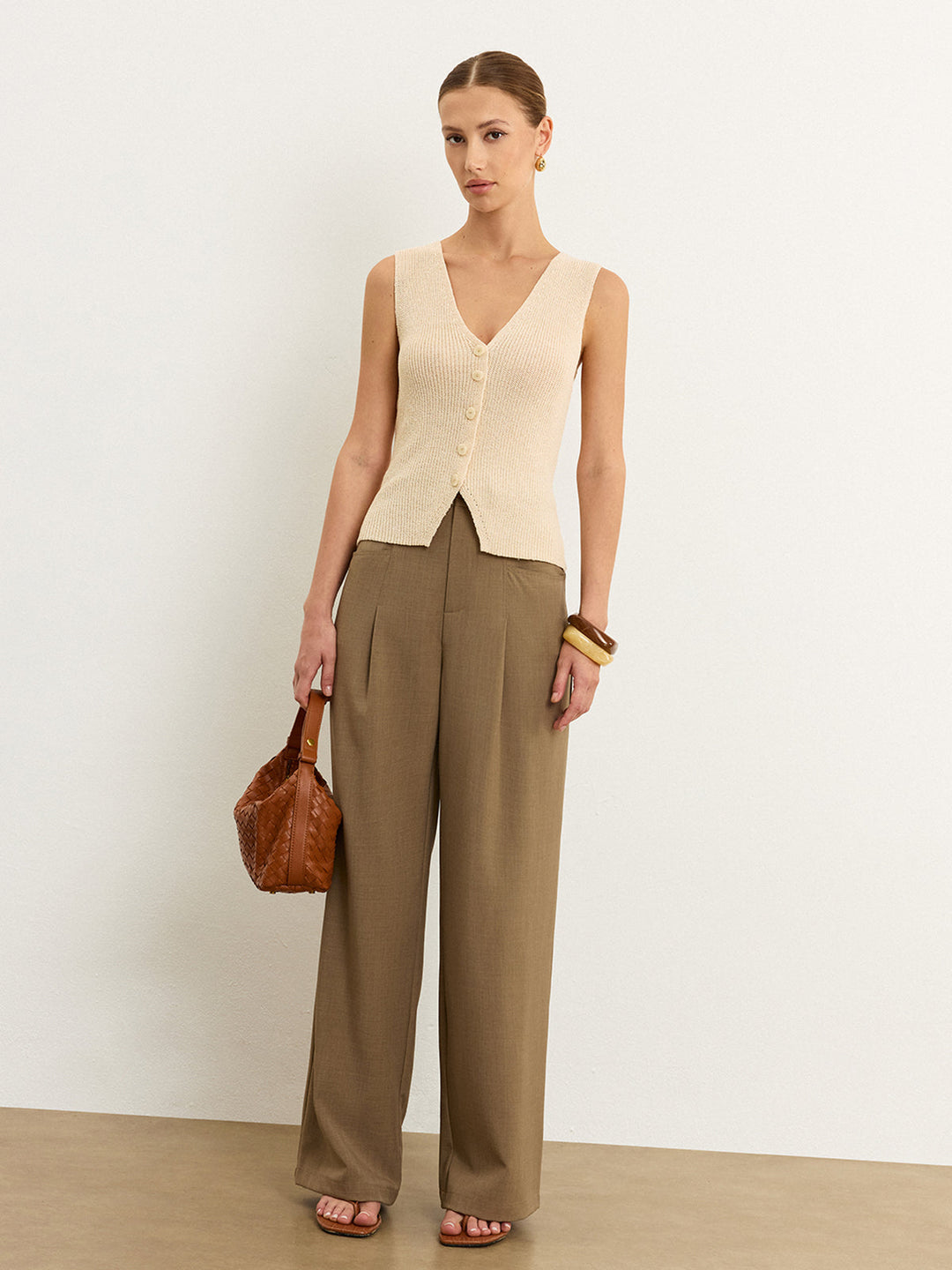 Örgü Düğmeli Ön Yelek