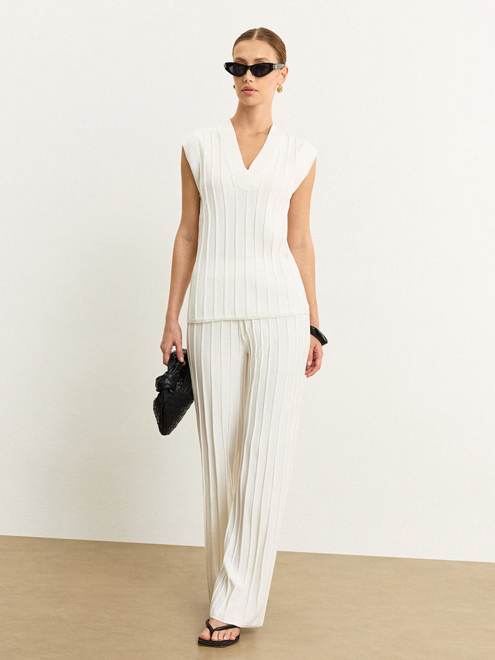 Kaburga Örgü V Yakalı Atlet