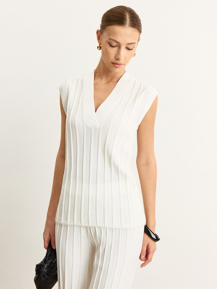 Kaburga Örgü V Yakalı Atlet