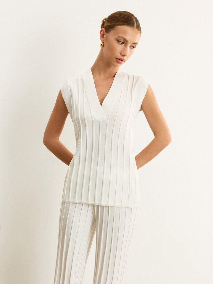 Kaburga Örgü V Yakalı Atlet