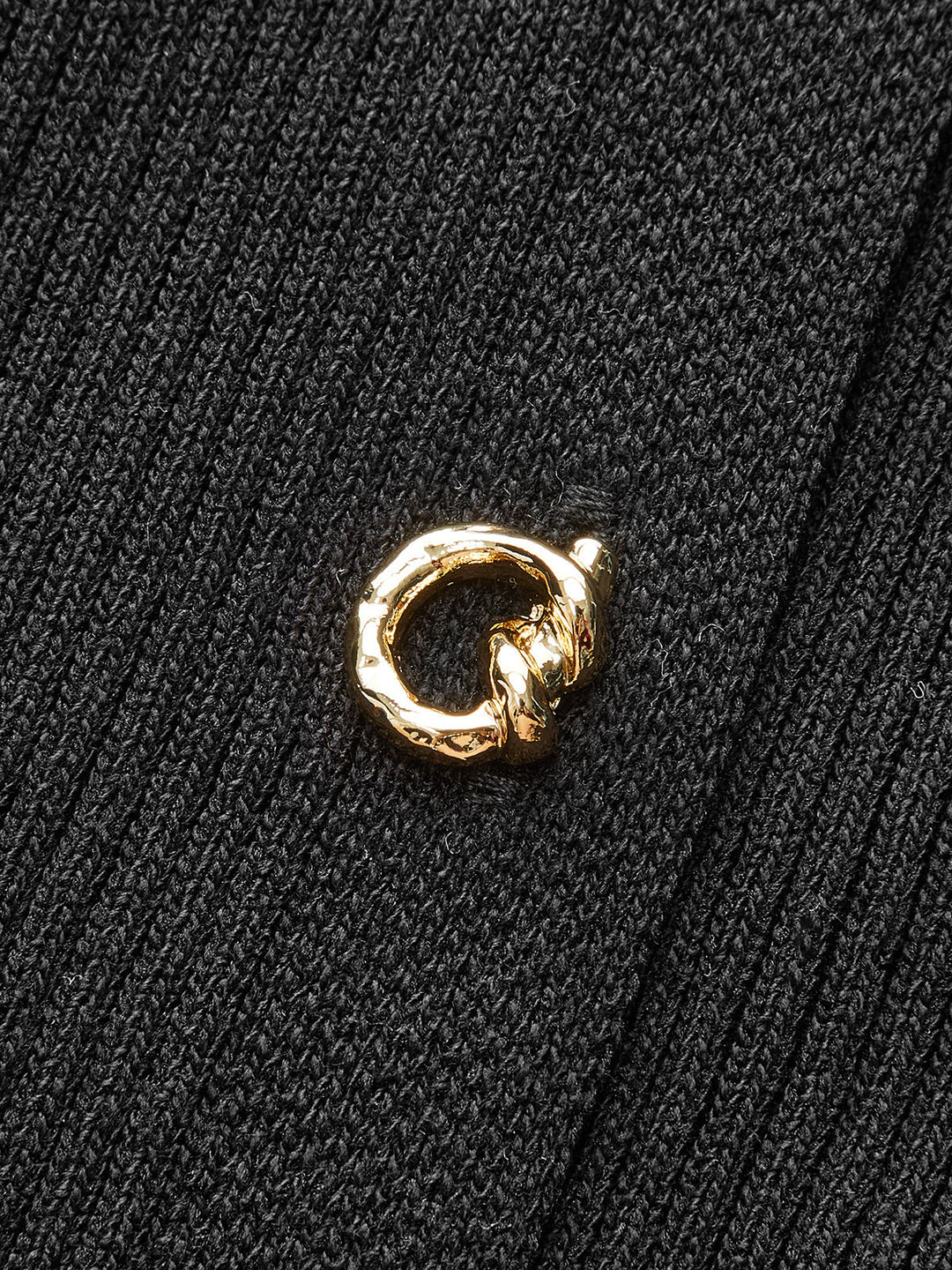 Kaburga Örgü Düğmeli Midi Elbise