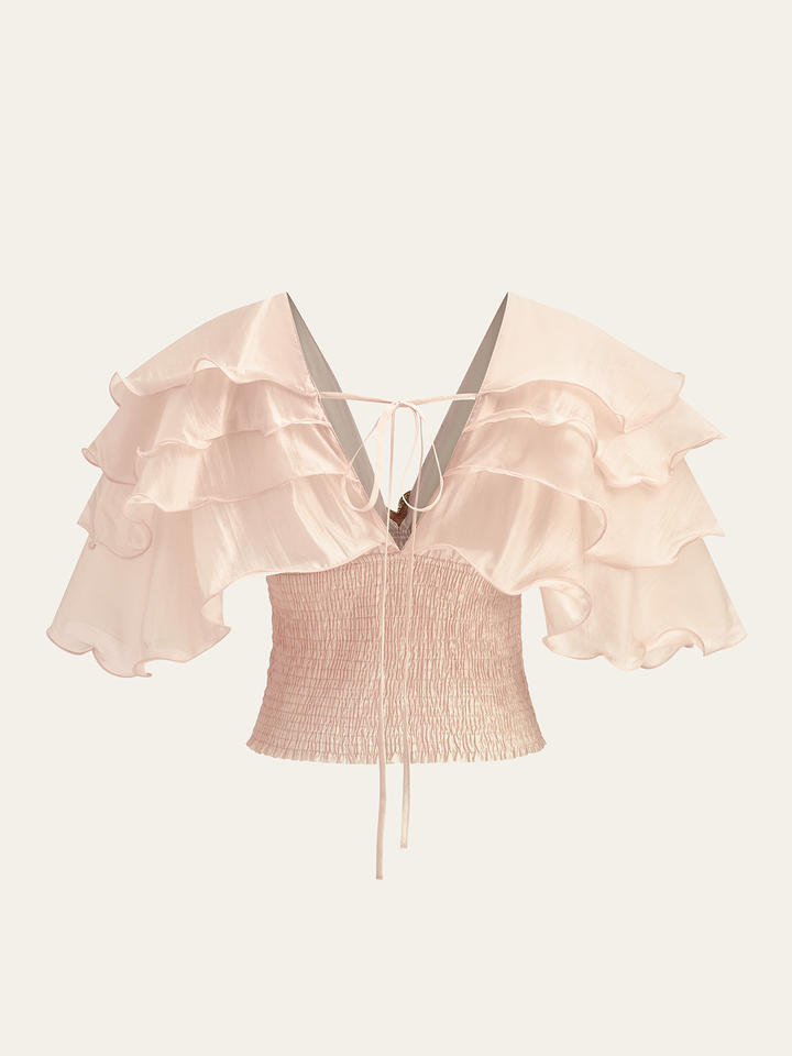 Fırfırlı Metal Dekorlu Bel Sıkılaştırıcı Üst