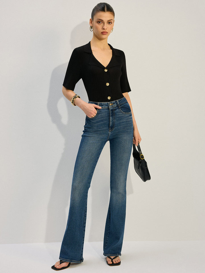 Örgü Düğmeli Bluz