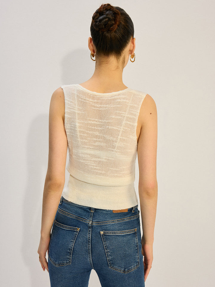 Metal Dekor Örgü Tank Top