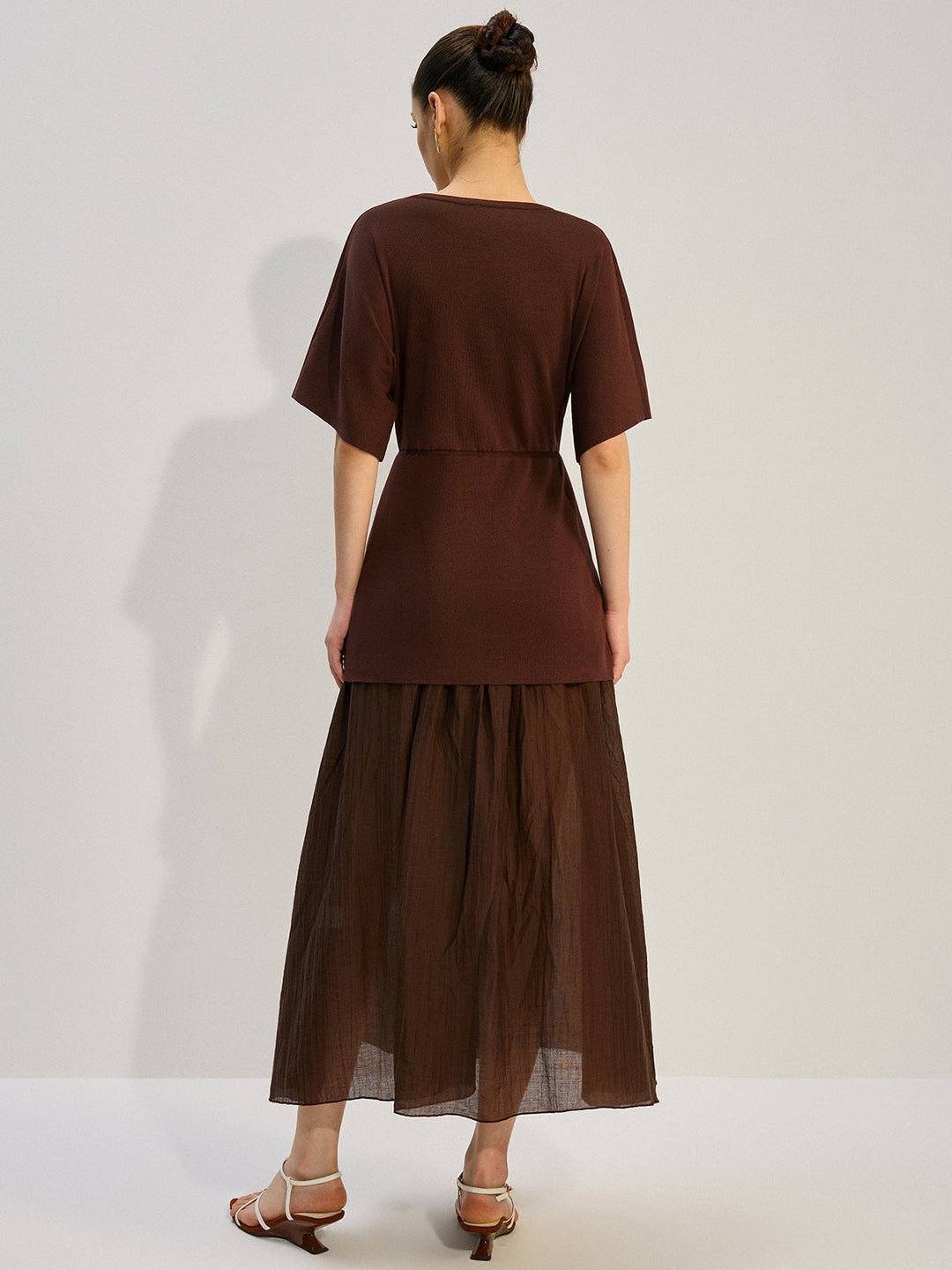 Şeffaf Panelli Uzun Elbise