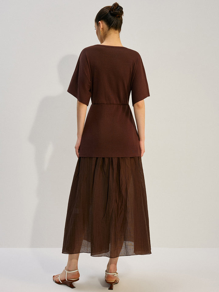 Şeffaf Panelli Uzun Elbise