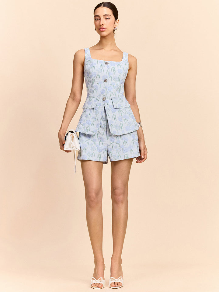 Çiçekli Jakarlı Yelek