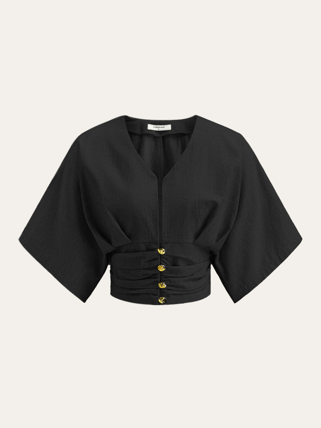 Pamuk Ve Keten Kimono Kol Düğmeli Üst