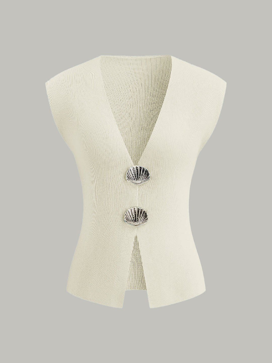 Kabuk Düğmeli Örgü Yelek