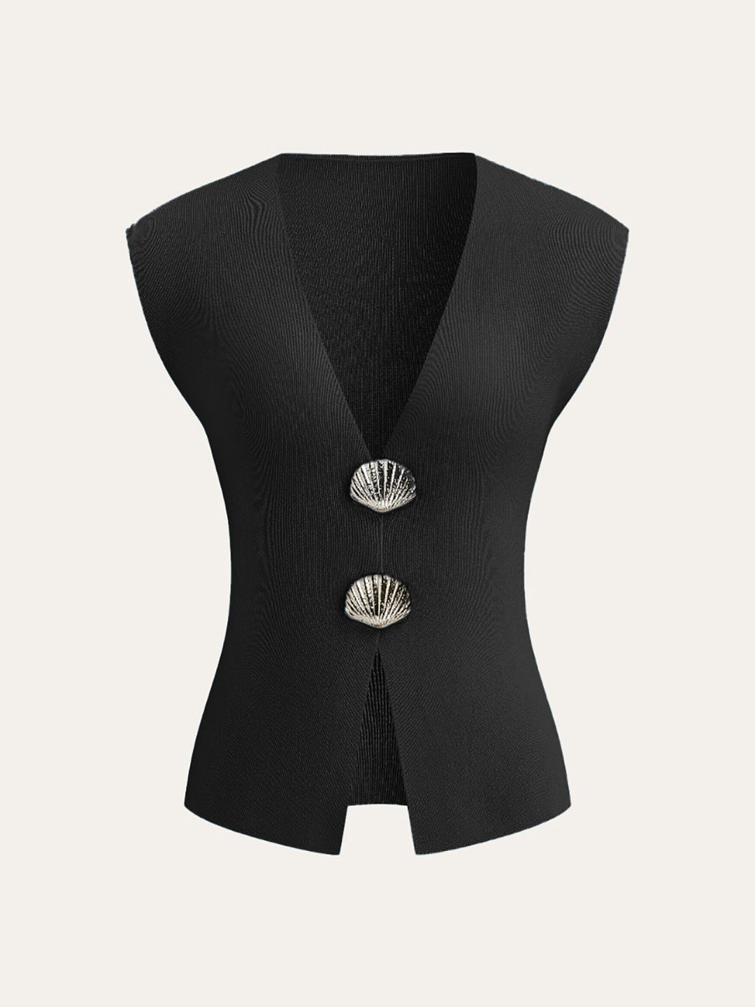 Kabuk Düğmeli Örgü Yelek