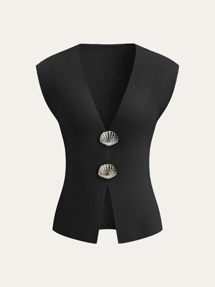 Kabuk Düğmeli Örgü Yelek