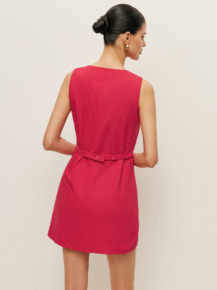 Pamuklu Düğmeli Cepli Elbise