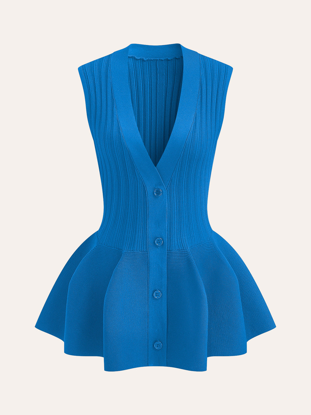 Yapılandırılmış Peplum Düğmeli Örgü Yelek