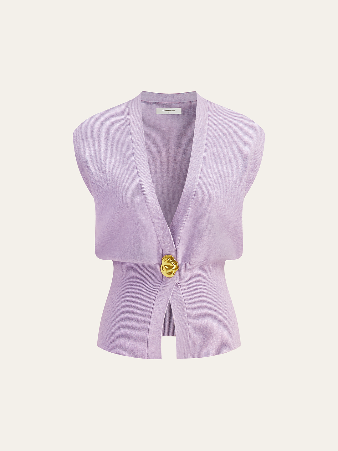 V Yaka Düğmeli Detaylı Kazak Yelek