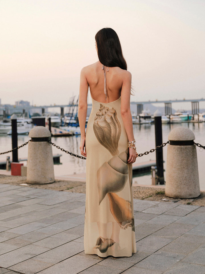 File Askılı Sırtı Açık Elbise