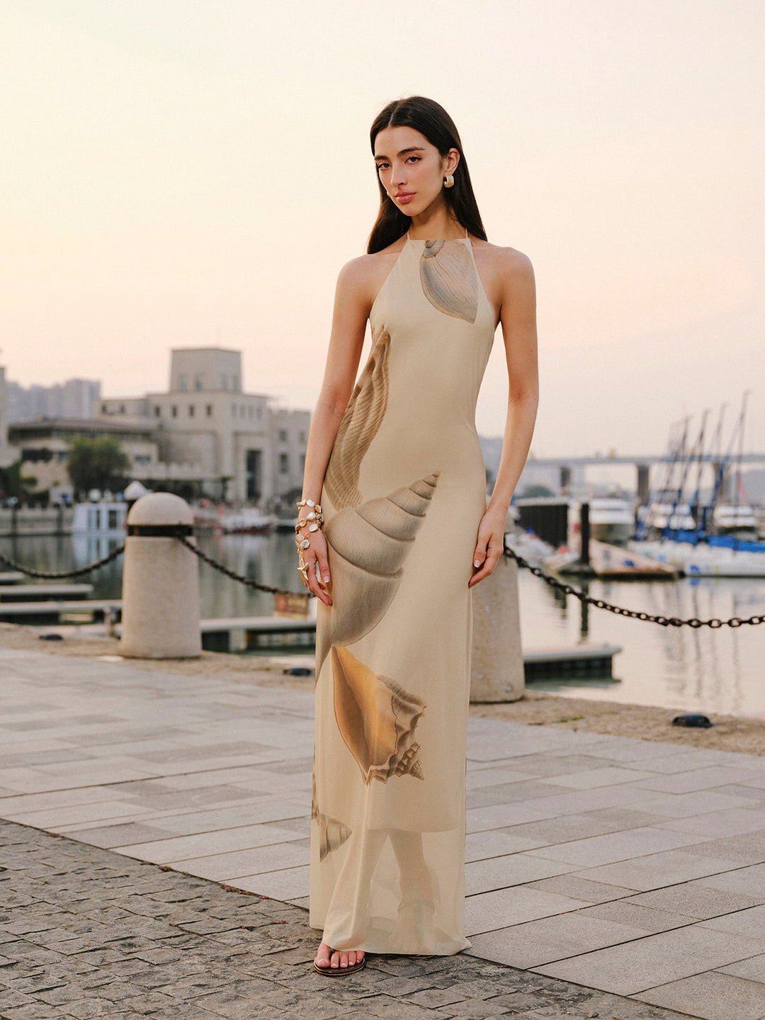 File Askılı Sırtı Açık Elbise