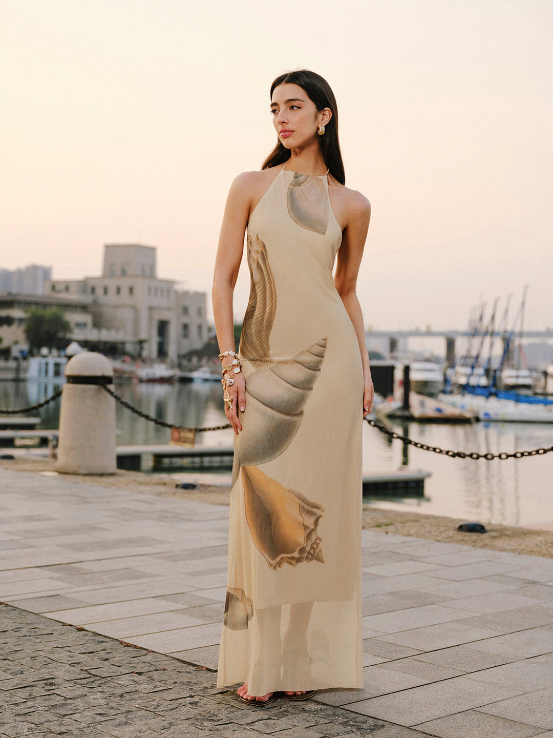 File Askılı Sırtı Açık Elbise