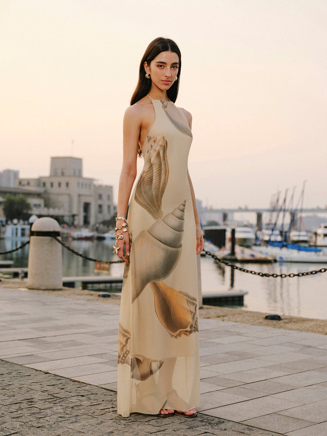 File Askılı Sırtı Açık Elbise