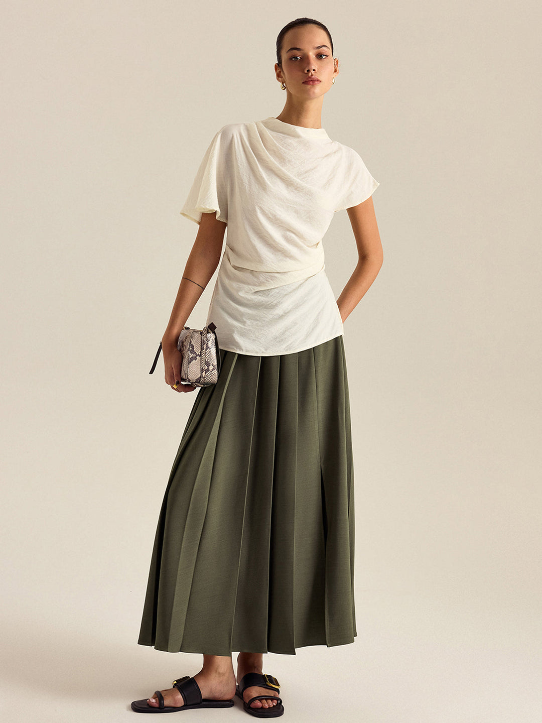 Drapeli Balıkçı Yaka Bluz