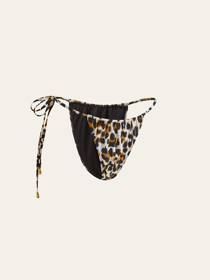 Leopar Desenli Bağcıklı Bikini Altı