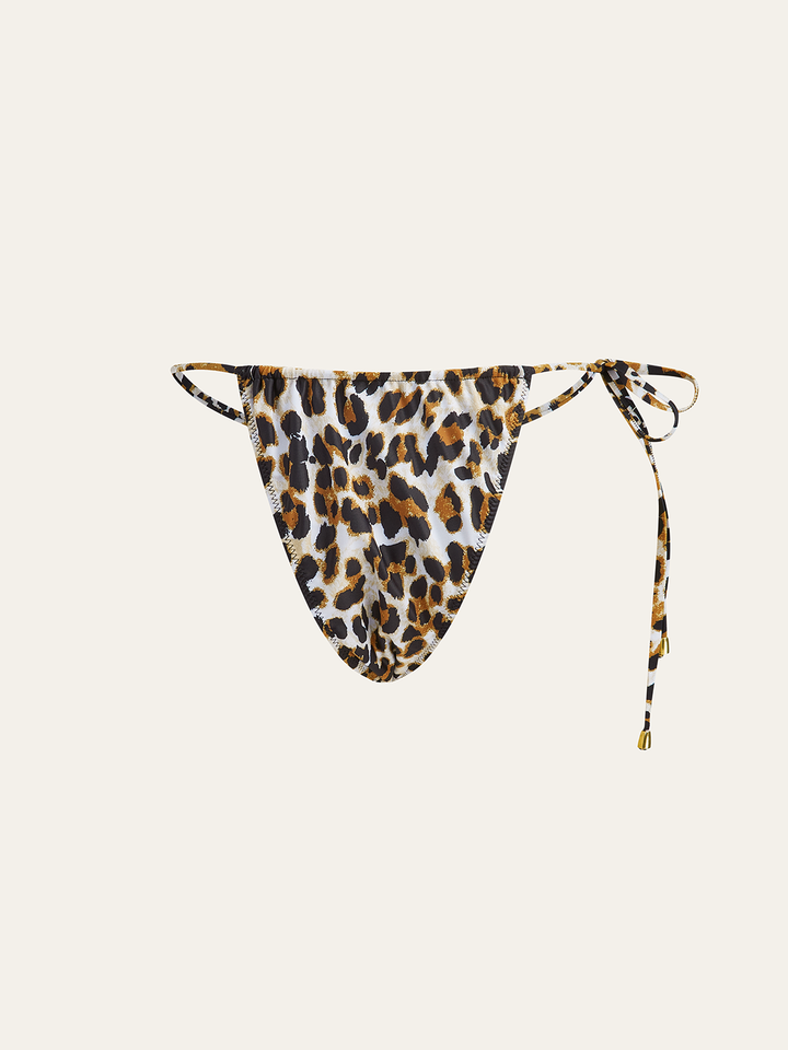 Leopar Desenli Bağcıklı Bikini Altı