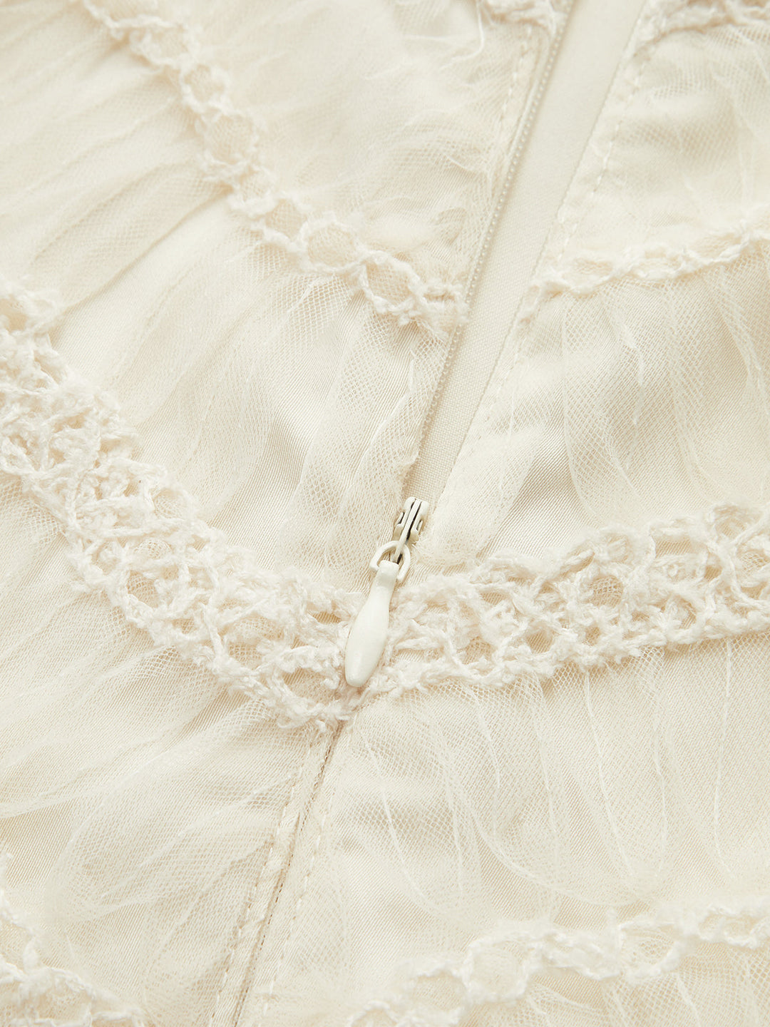 Dokulu Kumaş Panel Tül Elbise