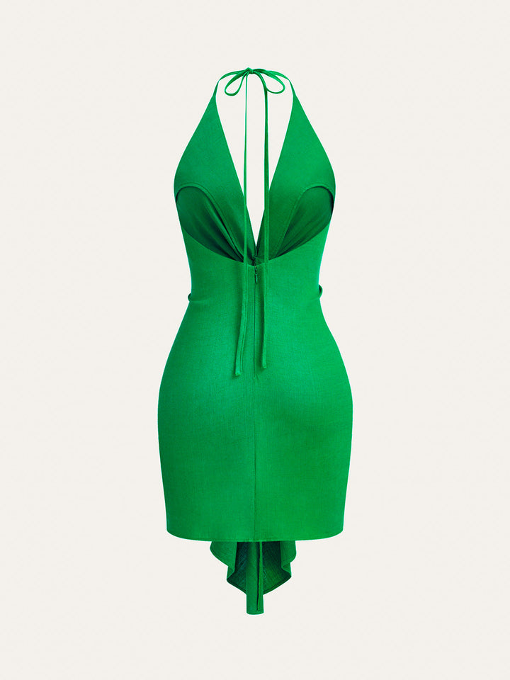 Halter Yaka Düğümlü Elbise