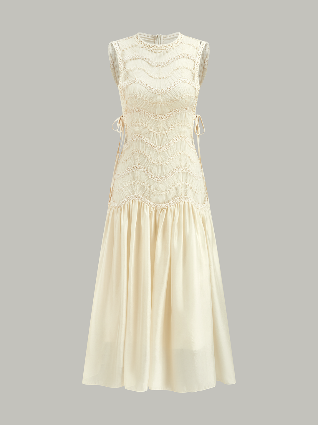 Dokulu Kumaş Panel Tül Elbise