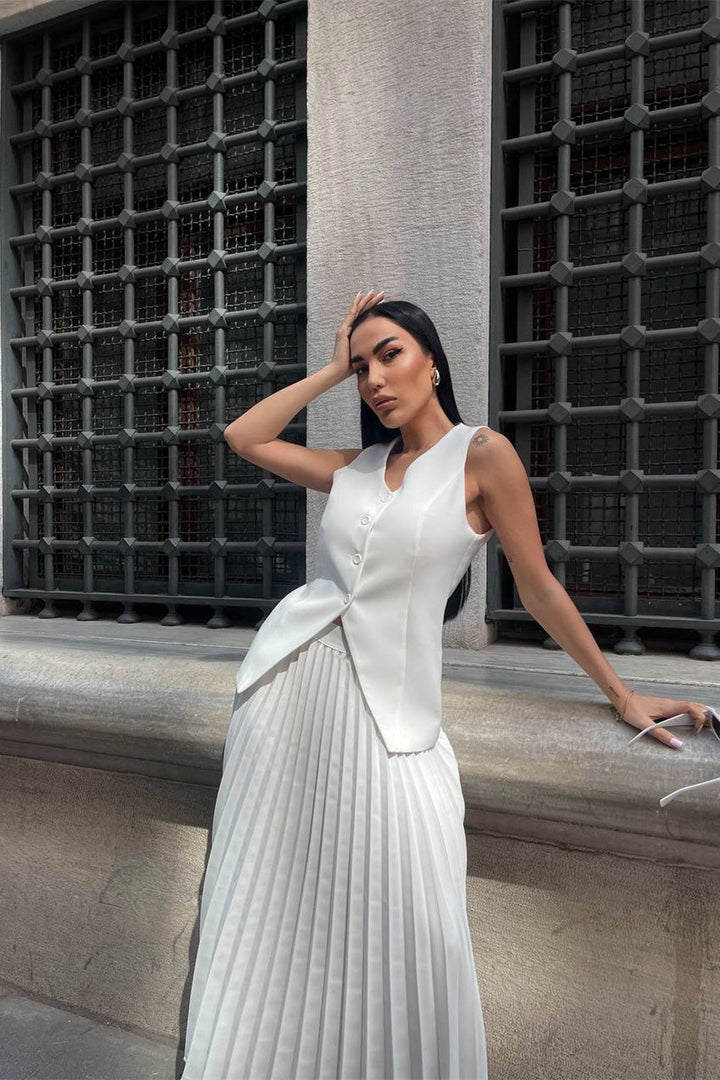 Salome Yelek Pileli Etek Takım